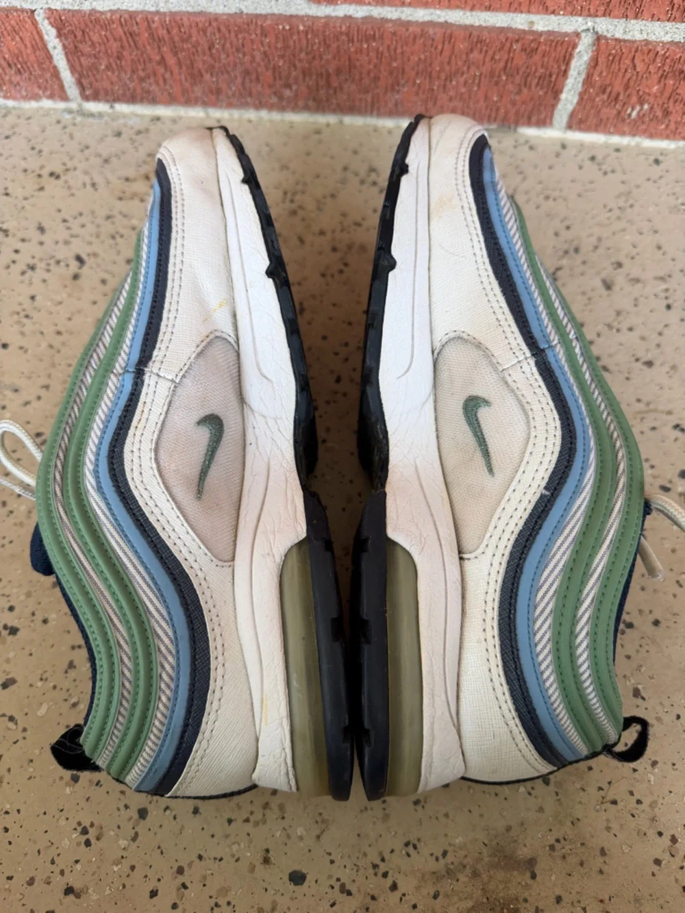 2008 Nike Air Max 97 Womens Size 8.5 green blue grey color sneaker shoes‎